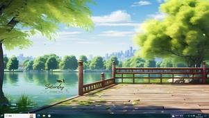 湖边绿荫处