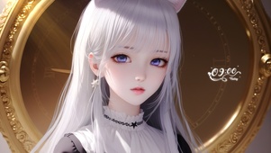清纯 银发猫儿少女