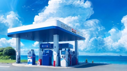 4k浪漫海边加油站