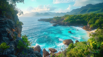 俯瞰岛屿蓝色海湾