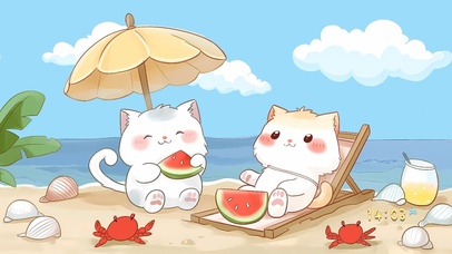 海边度假的可爱猫咪