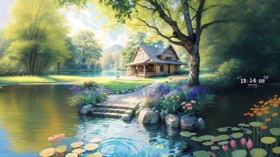 森林河边小房子