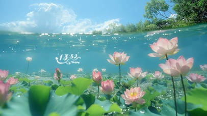 护眼 水中荷塘