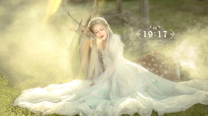 治愈森林麋鹿美女