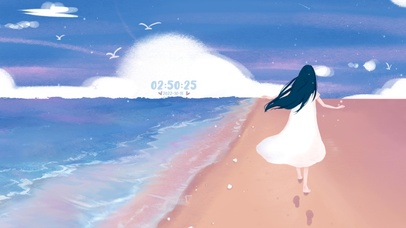 4K 海边奔跑的女孩