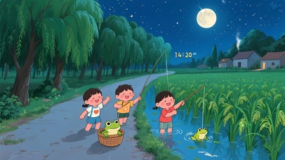 童年de夏夜稻田