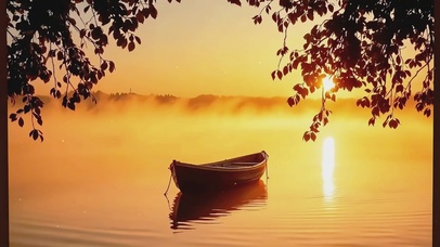 夕阳下的小舟