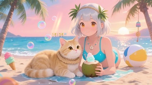夏日海滩少女