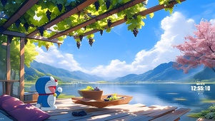 午后湖水叮当猫