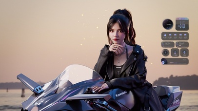 4K唯美机车美女