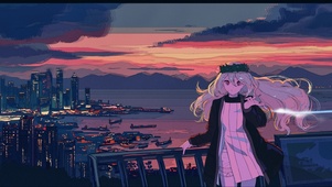 插画 风中少女