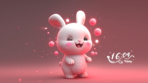 新年粉色可爱兔兔