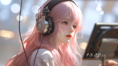 纯情粉发气质女孩