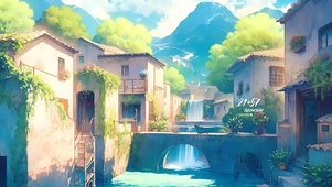小镇溪水