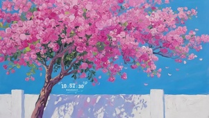 风吹花瓣飘落