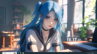 JK制服双马尾蓝发女孩