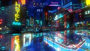 4K赛博朋克夜雨城市