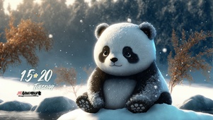 唯美雪中可爱熊猫