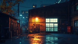 静谧冷色城市雨夜