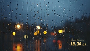 简约城市雨夜玻璃窗