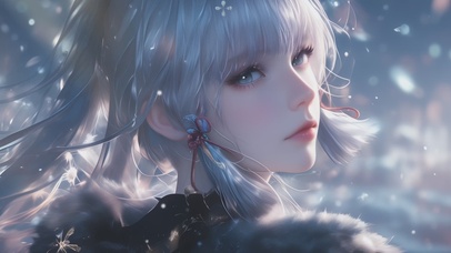 甜美雪天少女