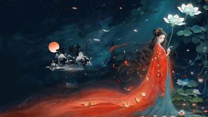 唯美古风红衣少女