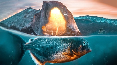 奇幻风景食人鱼背