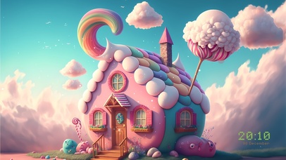 唯美粉色彩云小屋