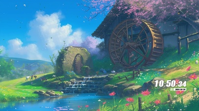 护眼蓝天白云樱花花草树木