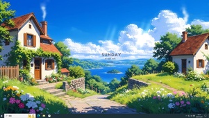 绿色海边乡村风景