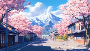 雪山樱花古镇