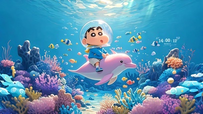 骑着海豚遨游海洋