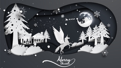 圣诞节高端简约独角兽圣诞树立体