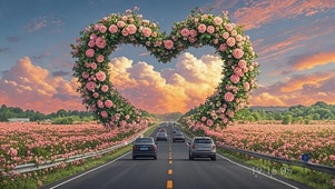 花漾壁纸|爱心公路