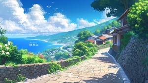 宁静海边乡村小路