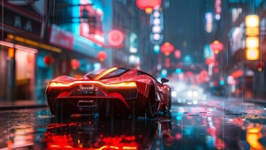 雨中未来跑车