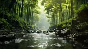 竹林溪流