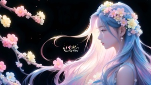 夏日鲜花女孩