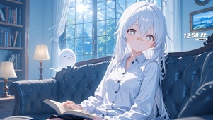唯美房间看书少女