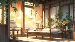 4K午后安静古风房间