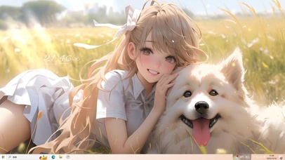 可爱阳光少女和狗狗