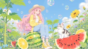 夏日瓜田少女