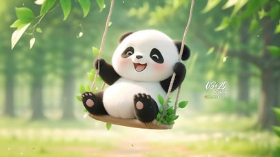 荡秋千的熊猫