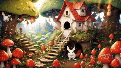 草莓房子里的小兔子