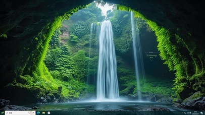 唯美护眼山洞瀑布主题