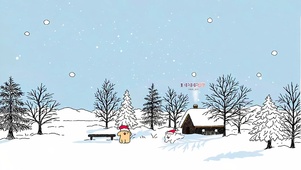 雪天嬉戏小狗