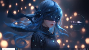幽蓝星光蒙眼女孩