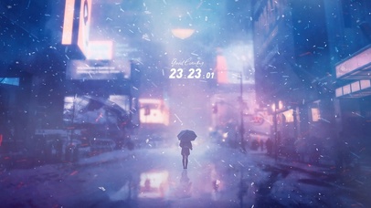 暴风雪街道女孩