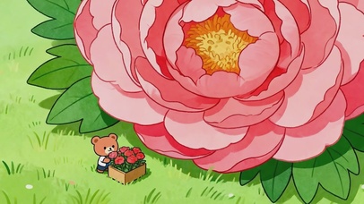 花丛可爱小熊