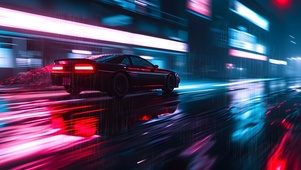 暴雨中的车